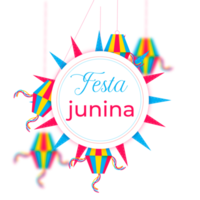 festa junina med fest flaggor, papper lykta png