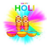 Happy holi festival design with splashing color png