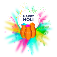 Happy holi festival design with splashing color png