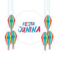 festa Junina poster met braziliaans elementen kleurrijk lantaarns en wimpels png