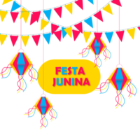 festa Junina affiche avec brésilien éléments coloré lanternes et fanions png