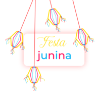 festa Junina affiche avec brésilien éléments coloré lanternes et fanions png