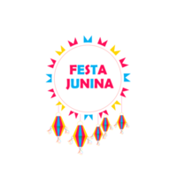 festa junina póster con brasileño elementos vistoso linternas y banderines png