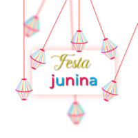 festa Junina affiche avec brésilien éléments coloré lanternes et fanions png