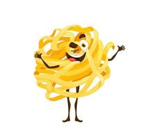 Cartoon tagliatelle pasta character, cute macaroni vector