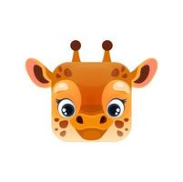 Cartoon giraffe kawaii square baby animal face vector