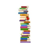 Stack of books of various colors, sizes and titles vector