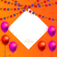 Birthday congratulations photo frame design with  balloons png