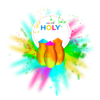 Happy holi festival design with splashing color png