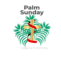 Ppalm sunday design with cross and palm leaf png