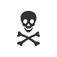 Crossbones, death skull vector icon. Skull head with cross bone vector graphic illustration