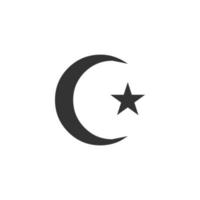 Islam symbol vector icon. Isolated crescent moon and star symbol icon vector design.