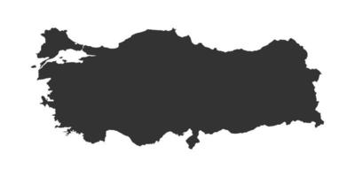 Vector Illustration of the Black Map of Turkey on White Background.