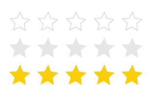 Rating stars icon. Customer experience icon. 1 to 5 star satisfaction rating icon vector symbol sign.