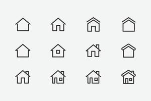 conjunto de real inmuebles y casas Delgado línea iconos hogar icono vector ilustración