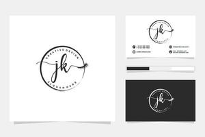 inicial jk femenino logo colecciones y negocio tarjeta templat prima vector