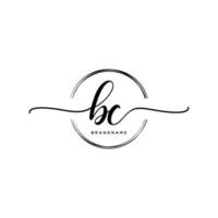 Initial BC feminine logo collections template. handwriting logo of initial signature, wedding, fashion, jewerly, boutique, floral and botanical with creative template for any company or business. vector