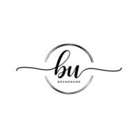 Initial BU feminine logo collections template. handwriting logo of initial signature, wedding, fashion, jewerly, boutique, floral and botanical with creative template for any company or business. vector