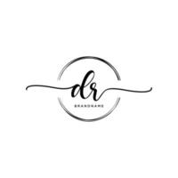 Initial DR feminine logo collections template. handwriting logo of initial signature, wedding, fashion, jewerly, boutique, floral and botanical with creative template for any company or business. vector