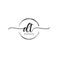 Initial DT feminine logo collections template. handwriting logo of initial signature, wedding, fashion, jewerly, boutique, floral and botanical with creative template for any company or business. vector