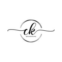 Initial CK feminine logo collections template. handwriting logo of initial signature, wedding, fashion, jewerly, boutique, floral and botanical with creative template for any company or business. vector
