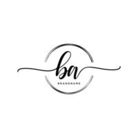 Initial BA feminine logo collections template. handwriting logo of initial signature, wedding, fashion, jewerly, boutique, floral and botanical with creative template for any company or business. vector