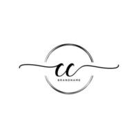 Initial CC feminine logo collections template. handwriting logo of initial signature, wedding, fashion, jewerly, boutique, floral and botanical with creative template for any company or business. vector