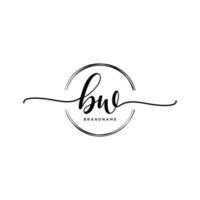 Initial BW feminine logo collections template. handwriting logo of initial signature, wedding, fashion, jewerly, boutique, floral and botanical with creative template for any company or business. vector