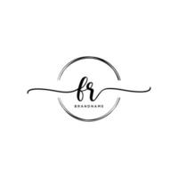 Initial FR feminine logo collections template. handwriting logo of initial signature, wedding, fashion, jewerly, boutique, floral and botanical with creative template for any company or business. vector