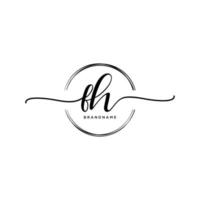 Initial FH feminine logo collections template. handwriting logo of initial signature, wedding, fashion, jewerly, boutique, floral and botanical with creative template for any company or business. vector