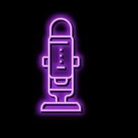 button mic microphone neon glow icon illustration vector