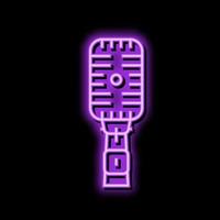 retro mic microphone neon glow icon illustration vector