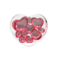 3D rendering glass jar with a heart on podium display for valentine day png