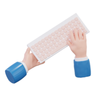 Hand with computer keyboard and mouse 3D Rendering png