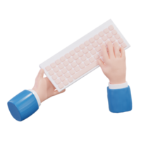 Hand mit Computer Tastatur und Maus 3d Rendern png