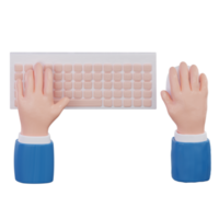 mano con computer tastiera e topo . 3d interpretazione png