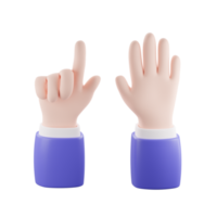 3d render of hand with gesture icons isolated png