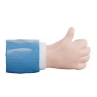 3d render of hand with thumbs up gesture isolated png