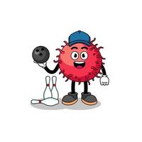 mascota de rambután Fruta como un bolos jugador vector