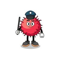 Cartoon Illustration of rambutan fruit police vector