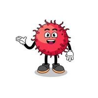 rambutan fruit cartoon with welcome pose vector