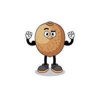 Mascot cartoon of kiwifruit posing with muscle vector