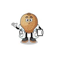 Cartoon mascot of kiwifruit doctor vector