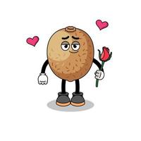 kiwifruit mascot falling in love vector