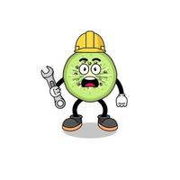Character Illustration of sliced kiwifruit with 404 error vector