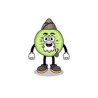 Character cartoon of sliced kiwifruit as a veteran vector