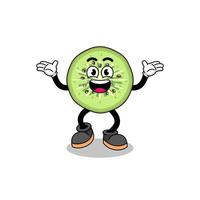 sliced kiwifruit cartoon searching with happy gesture vector