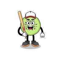 sliced kiwifruit mascot cartoon as a baseball player vector