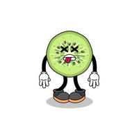 sliced kiwifruit mascot illustration is dead vector