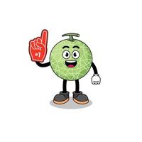 Cartoon mascot of melon fruit number 1 fans vector